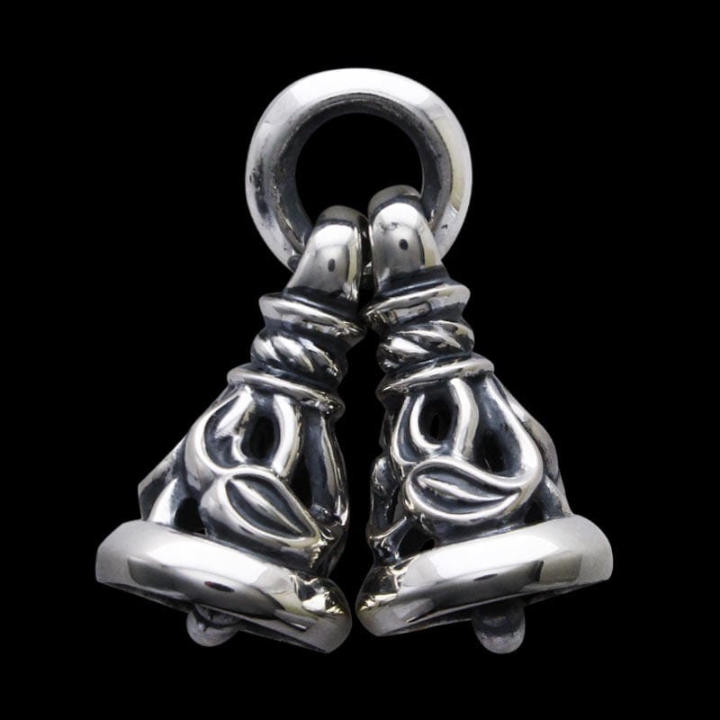 Two Crane Bell Pendant (Plain Circle)
