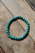 One Chrome Beads w/ 6mm Turquoise Bracelet