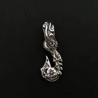Graffiti Fish Hook Large Wave Bale with Gemstone Charm