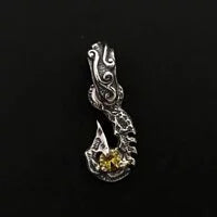 Graffiti Fish Hook Large Wave Bale with Gemstone Charm