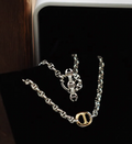 HB233-SSYGWD SILVER MICRO CHAIN WITH 18K YELLOW GOLD PLAIN 10MM STATION