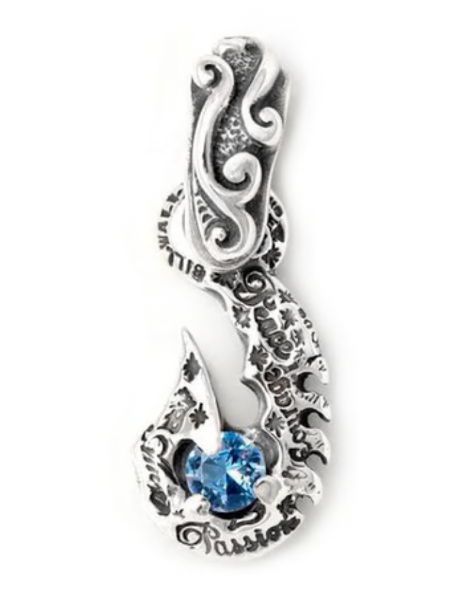 Graffiti Fish Hook Large Wave Bale with Gemstone Charm