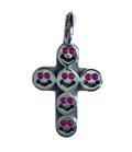 Happy Face Cross Pendant with Stones