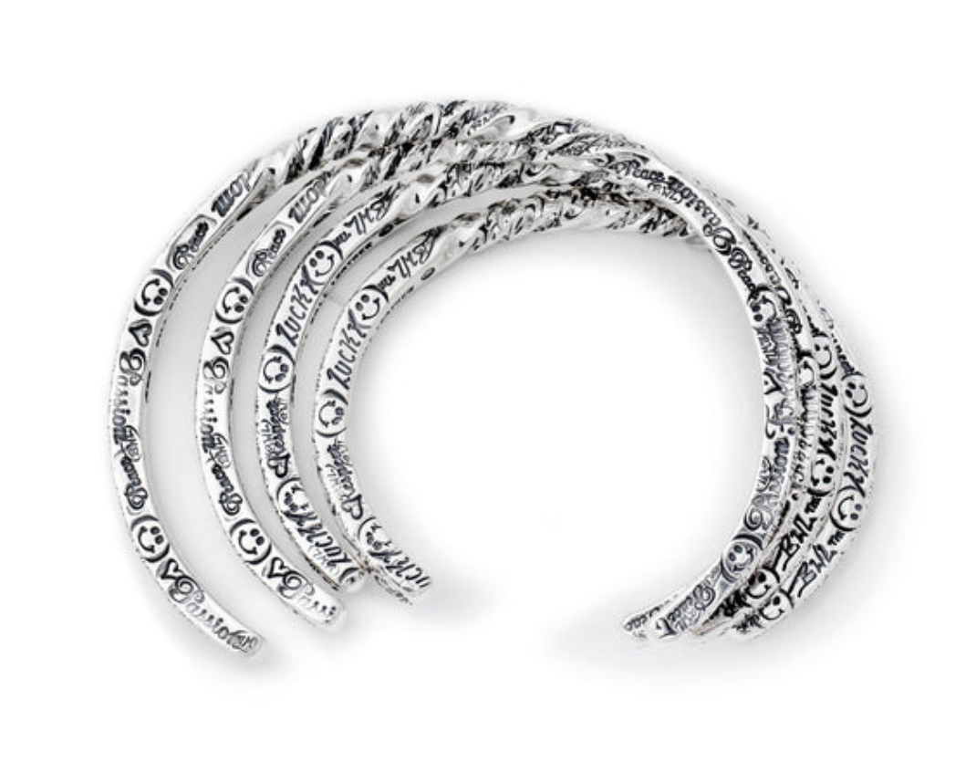 Graffiti Square Thin Twist Bangle