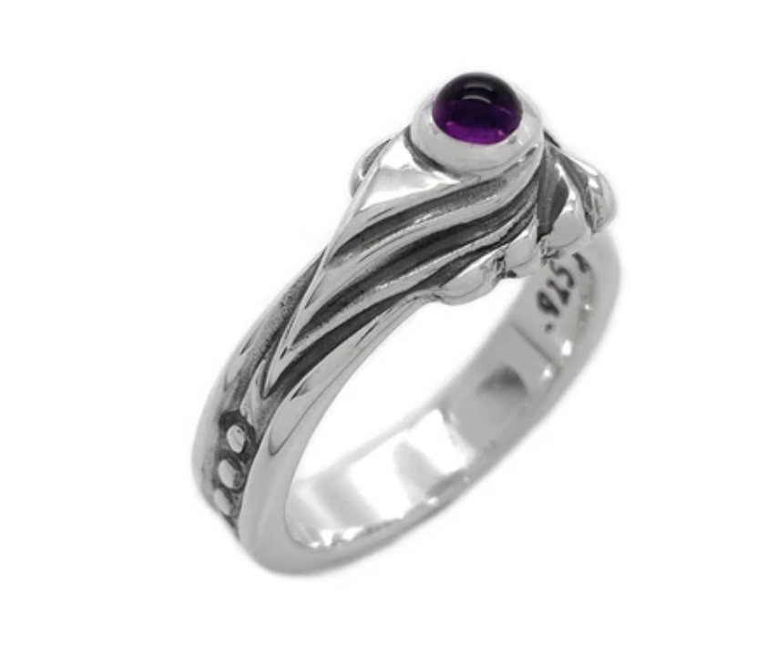Small Spoon Ring with Gemstone