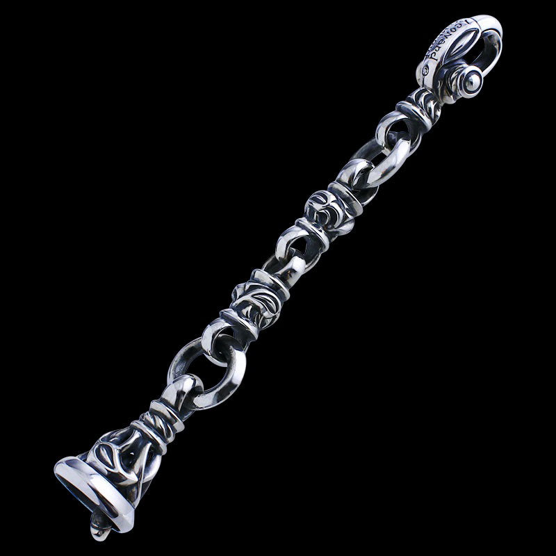 Double Hawk with Crane Bell (M) Key Clasp (Leonard Kamhout Engraving)