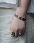 金繩綠松石K24貼金放射Bangle