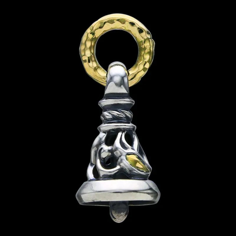 CRANE BELL PENDANT (M) WITH GOLD EYES AND 18K GOLD RING