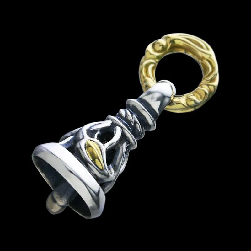 CRANE BELL PENDANT (M) WITH GOLD EYES AND 18K GOLD RING