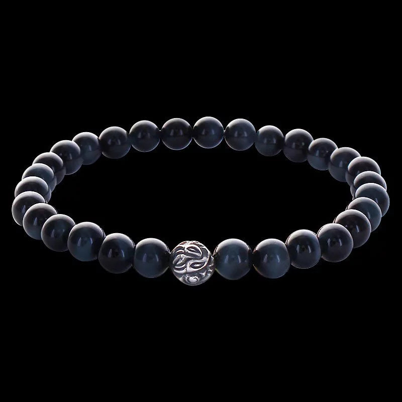 Embossed Nest Bead 6mm Stone Bracelet