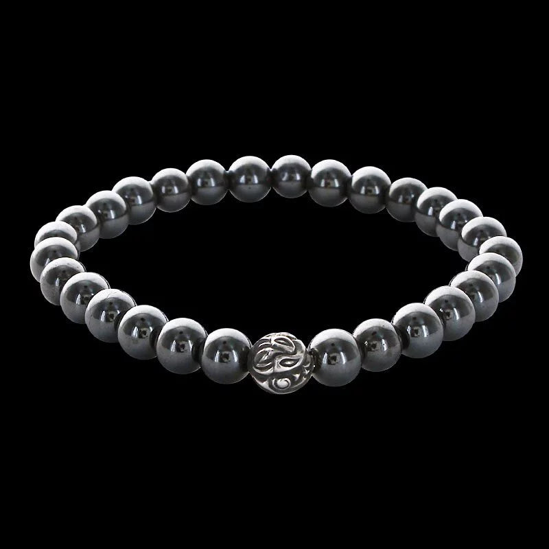 Embossed Nest Bead 6mm Stone Bracelet