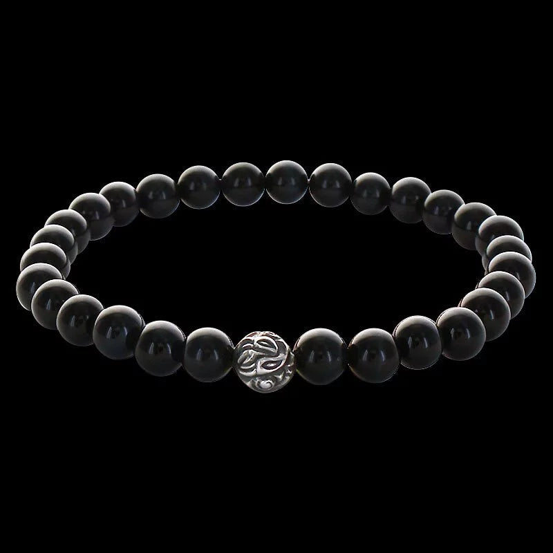 Embossed Nest Bead 6mm Stone Bracelet
