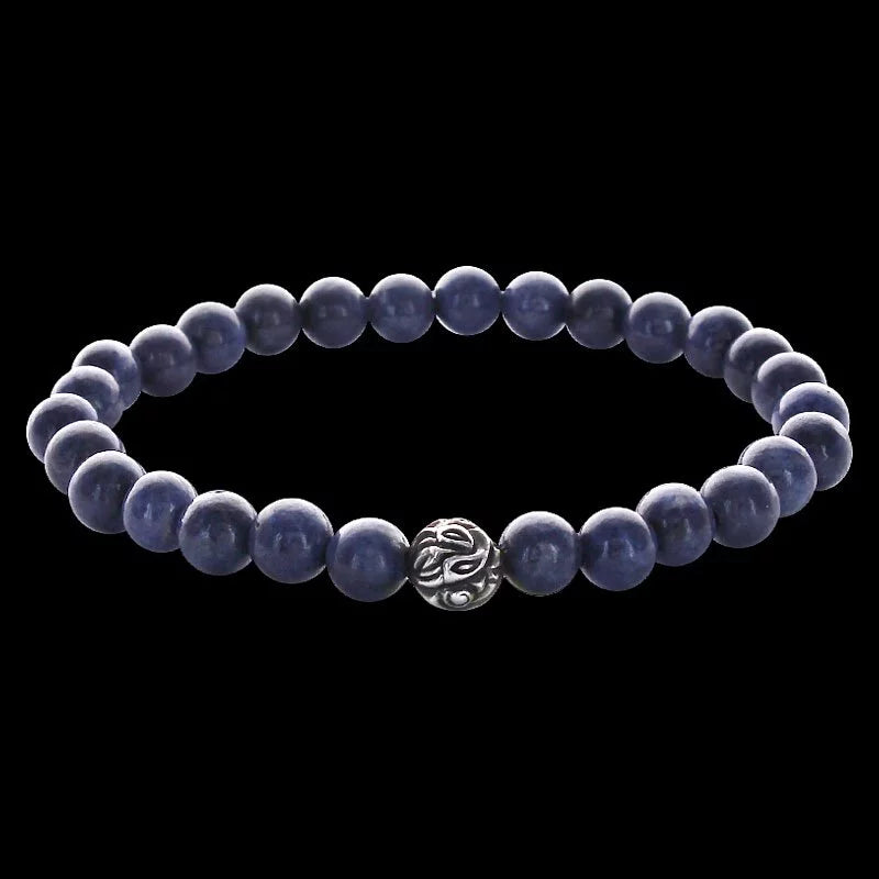 Embossed Nest Bead 6mm Stone Bracelet