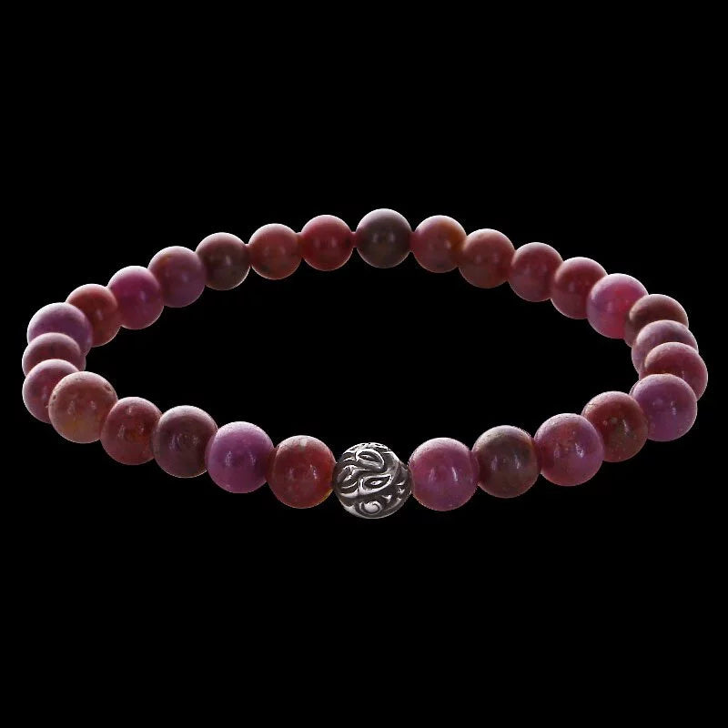 Embossed Nest Bead 6mm Stone Bracelet