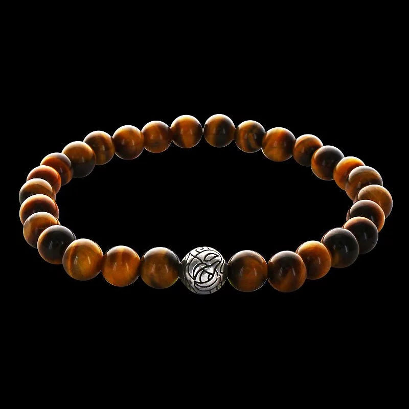 Engraved Nest Bead 6mm Stone Bracelet