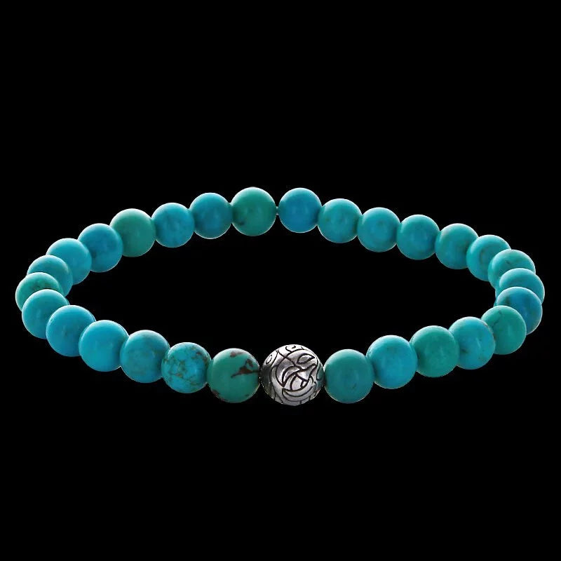 Engraved Nest Bead 6mm Stone Bracelet