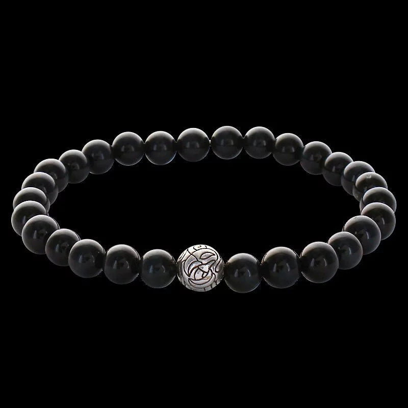 Engraved Nest Bead 6mm Stone Bracelet