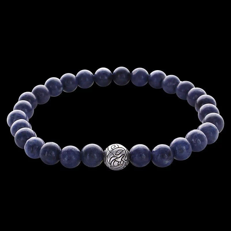 Engraved Nest Bead 6mm Stone Bracelet