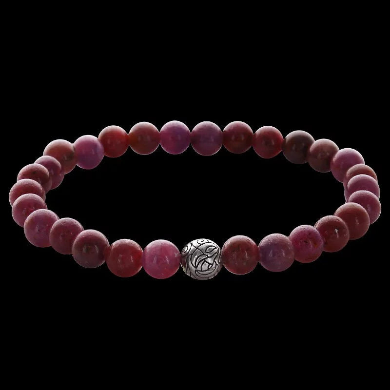 Engraved Nest Bead 6mm Stone Bracelet