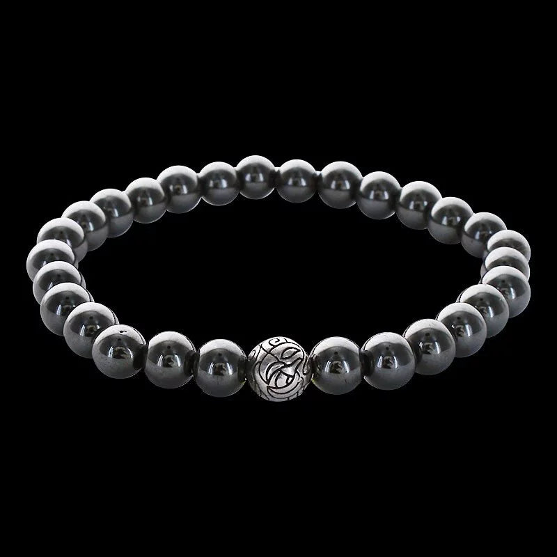 Engraved Nest Bead 6mm Stone Bracelet