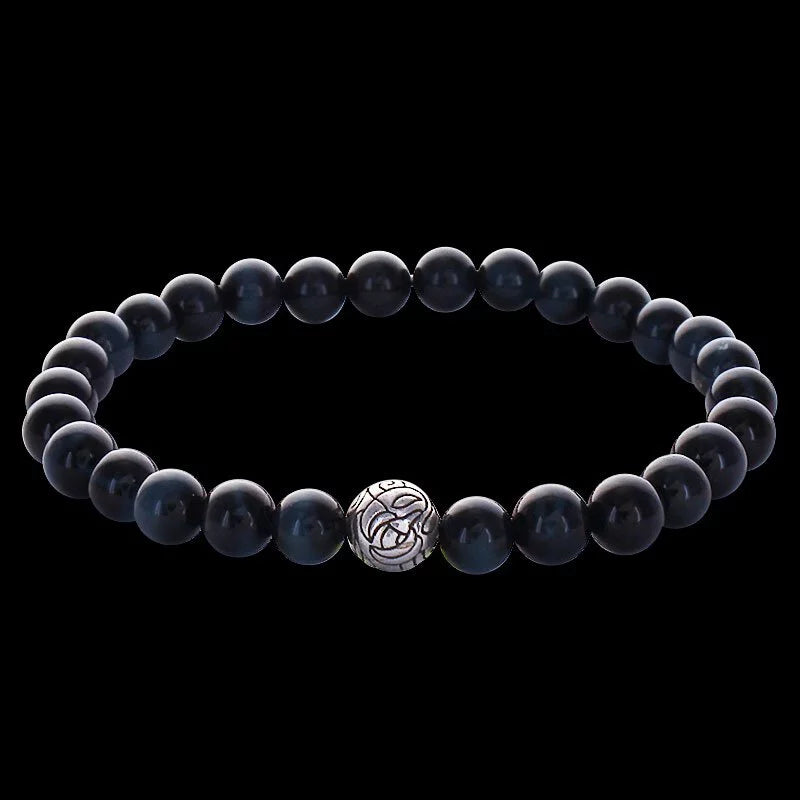 Engraved Nest Bead 6mm Stone Bracelet