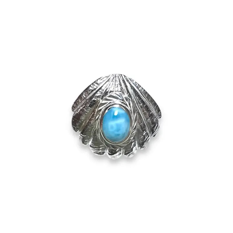 鳴島翔 Shell Concho with gem (Larimar/ SV bezel)