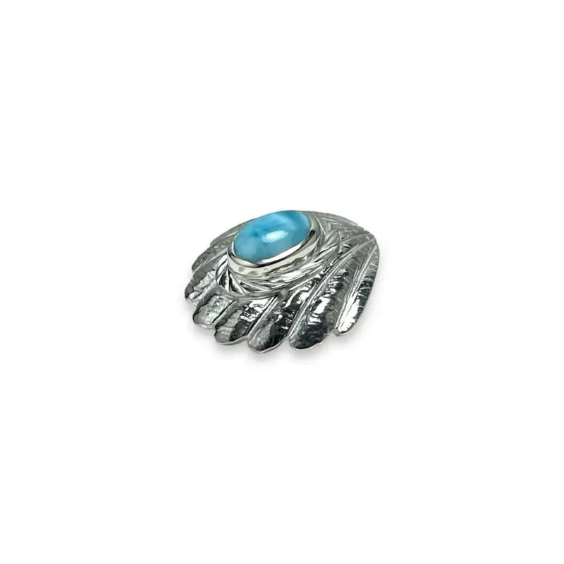 鳴島翔 Shell Concho with gem (Larimar/ SV bezel)
