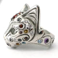 BBM 電鍍白K 貓戒 （Diamond Eyes, Garnet Forehead）