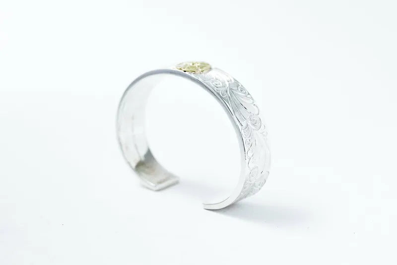 Wakan Silver Smith BN-074 平打 Arabesque bangle K18 Wild Rose Size M