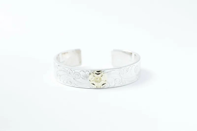 Wakan Silver Smith BN-074 平打 Arabesque bangle K18 Wild Rose Size M