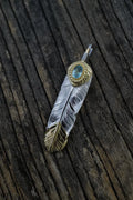 上金金繩先金帕拉伊巴碧璽羽毛中碼 K18YG Heart Feather K18YG Cup K18YG Top Paraiba Tourmaline Feather M