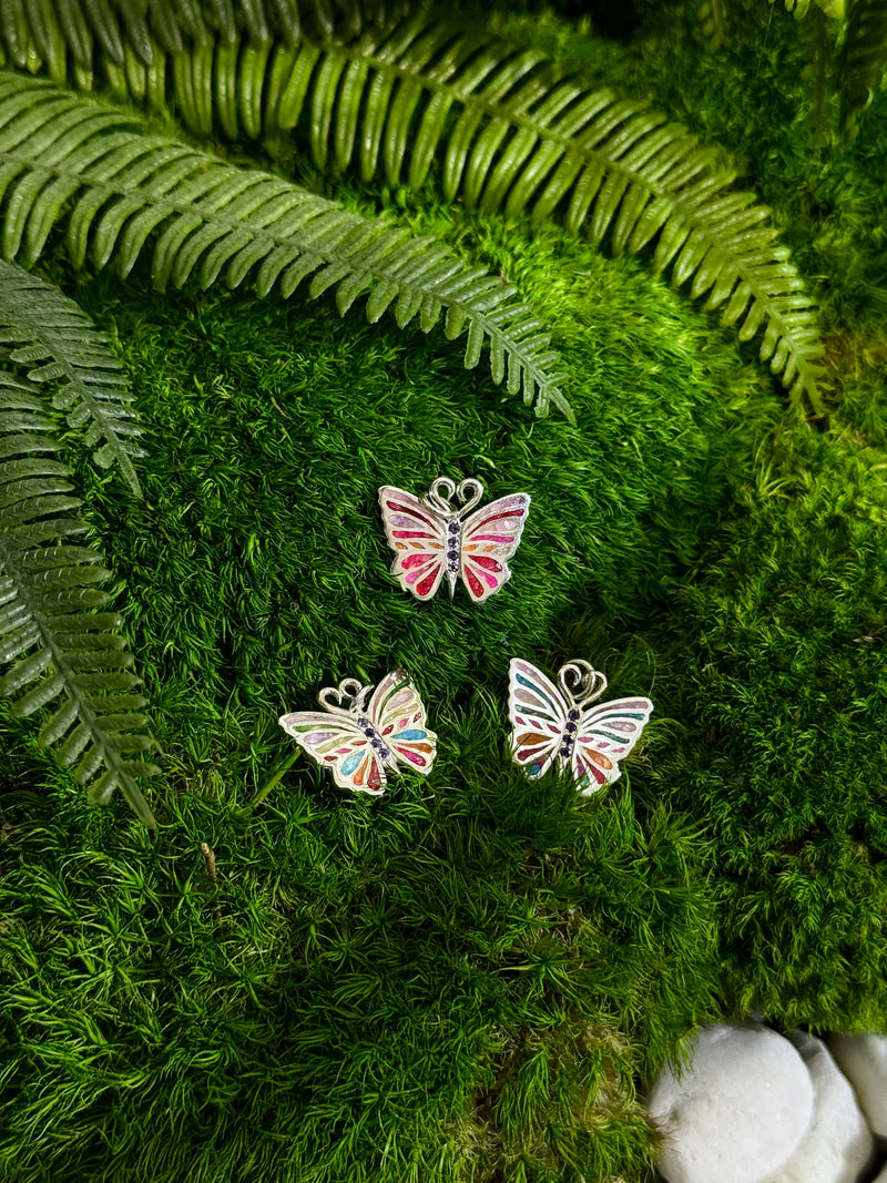 Rainbow butterfly with Amethyst 4 peace pendant