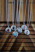 Stone Okutagon Pendant with Silver Chain