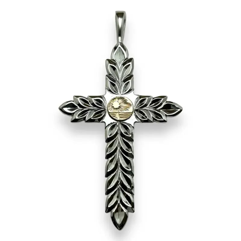K18 Kaila motif cross pendant (Royal Maile)