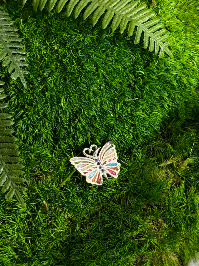 Rainbow butterfly with Amethyst 4 peace pendant