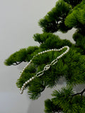 3 silver Pearl Necklace (Pearl on middle) with 10cm adjust