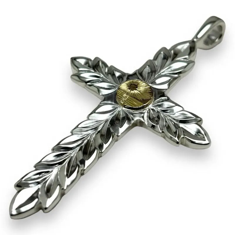 K18 Kaila motif cross pendant (Royal Maile)