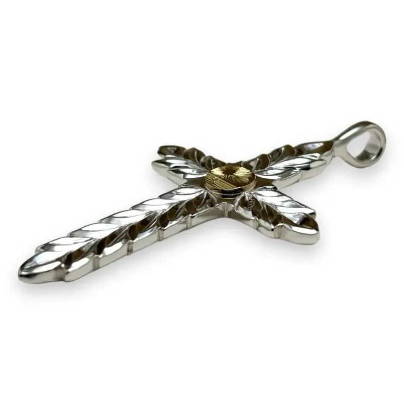 K18 Kaila motif cross pendant (Royal Maile)