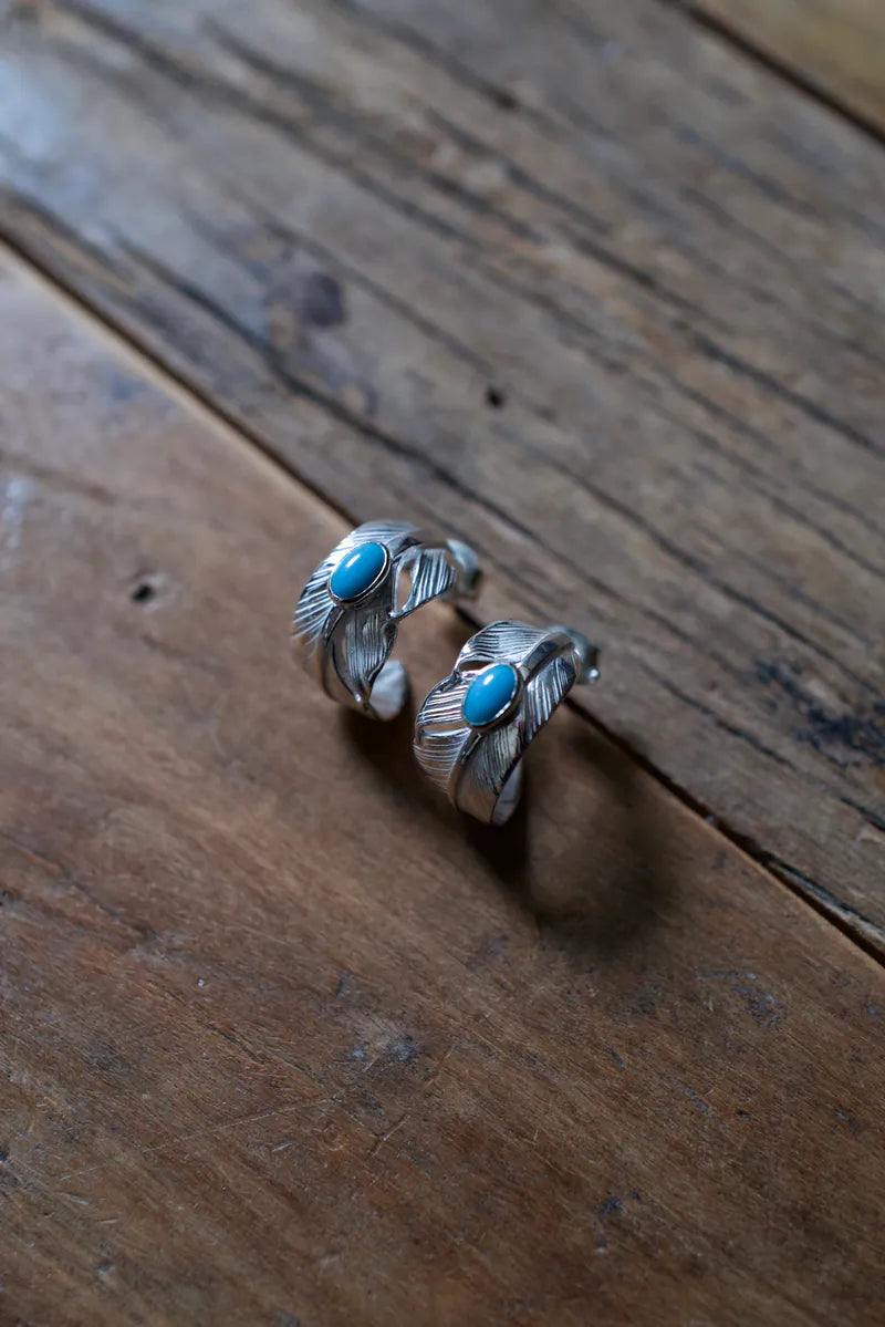 松石羽毛耳環 SV CUP TQ FEATHER EARRING