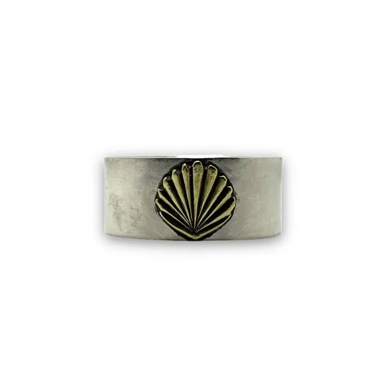 K18 motif 10mm plain ring (Shell)