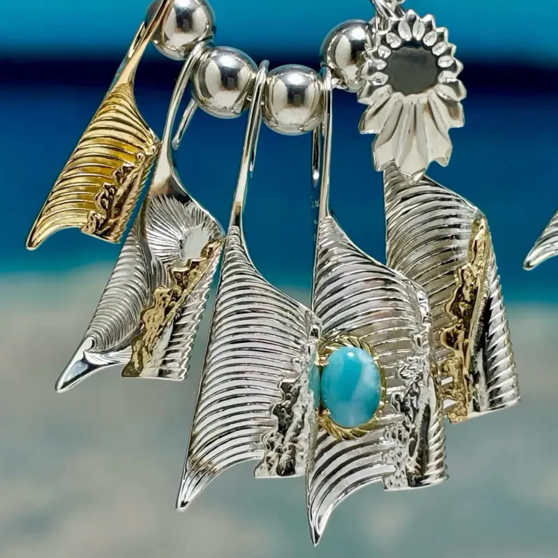 Wave Pendant Larimar/K18 covered ring