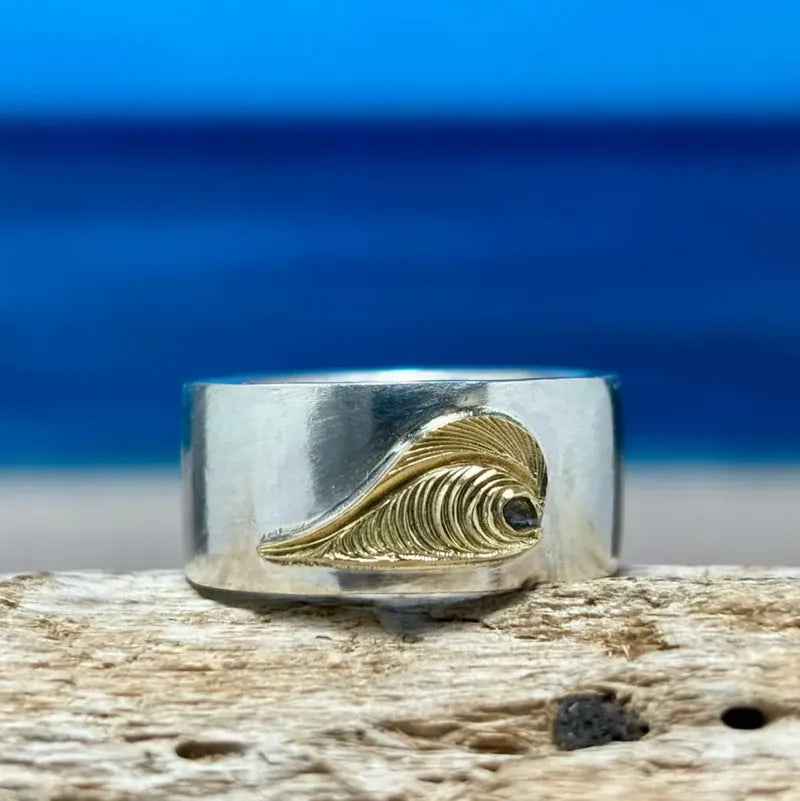 鳴島翔 K18 Motif Plain Ring (Nalu)