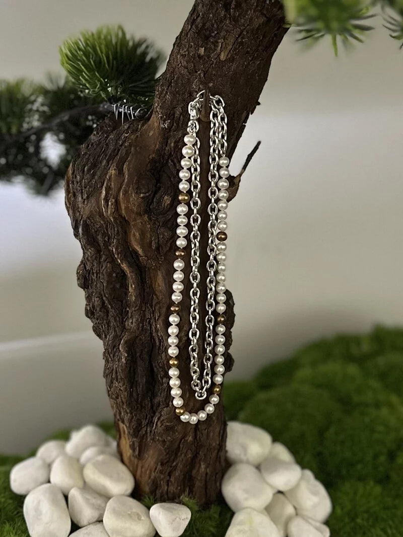 Combination Chain (Gold Pearl, Pearl & Silver)