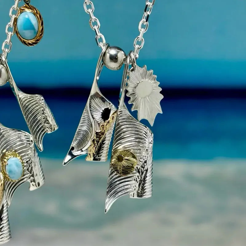 白頭浪 - 旭日 Moanalu Pendant Kai Engraved SV/18K YG