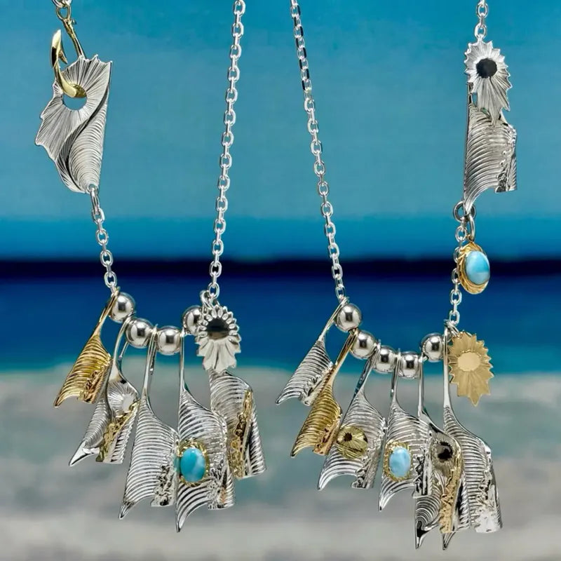 白頭浪 - 旭日 Moanalu Pendant Kai Engraved SV/18K YG