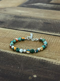 Multi Turquoise silver bead bracelet