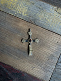 Gold Eagle Eg-05 Cross w/ 3 Gold Flowers & Gold Rope Garnet三金花金繩石榴石w/金Eg-05鷹十字架