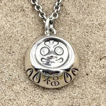 BBM Daruma Doll Pendant With Stone (Sliver Chain)