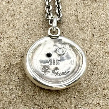 BBM Daruma Doll Pendant With Stone (Sliver Chain)