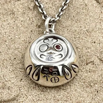 BBM Daruma Doll Pendant With Stone (Sliver Chain)